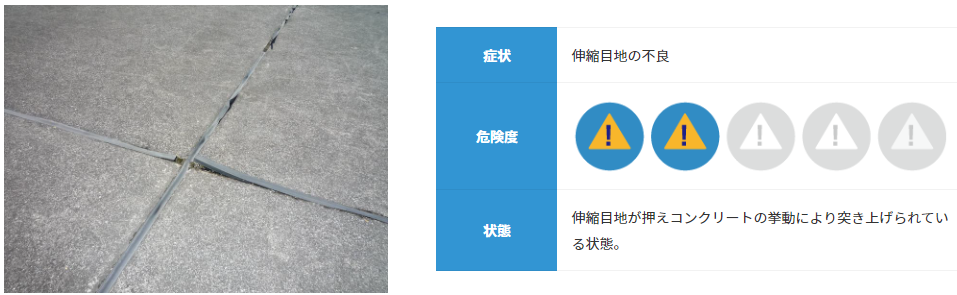 伸縮目地の不良