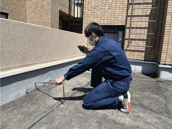 屋上の防水改修診断の様子